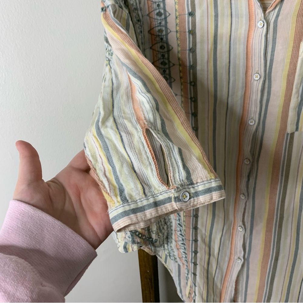 Anthropologie Multicolor Yarn-Dyed Striped Button Down Shirt Size XS/S - Picture 6 of 7